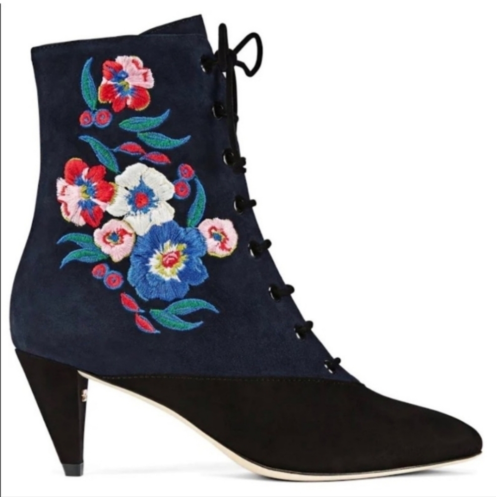 Tory Burch Cassidy embroidered ankle boots 10